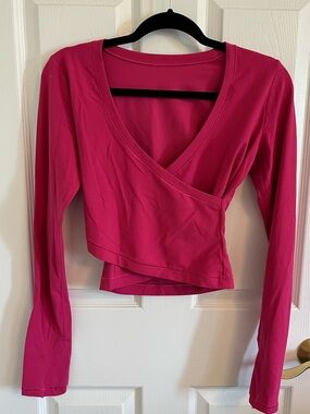Athleta Fuchsia Wrap Crop Long Sleeve Top